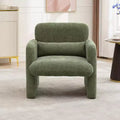 Single armchair, chenille fabric lounge chair, modern curved backrest, suitable for living room, bedroom, study, office.