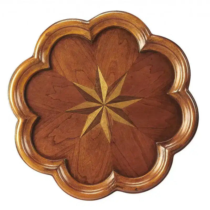 HomeRoots 20 Medium Brown And Olive Ash Wood Floral Top End Table