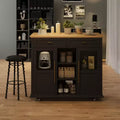 Rolling Kitchen Island Cart with Folding Drop Leaf, Breakfast Bar, Portable Trolley Island with Large Storage Cabinet, Shelf and Drawer