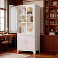 Modern Freestanding Bathroom Storage Cabinet C 70 Tall White Tall Cabinet with Tempered Glass Door, Adjustable Shelves, Ideal for Linens, Dishes