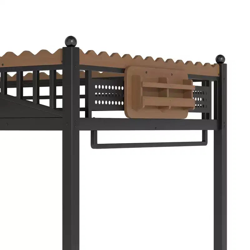 Bellemave Loft Bed with Storage Stairs, Metal Loft Beds Frame with Storage Shelves and Bookshelf for Bedroom, Guest and Dorms, Black
