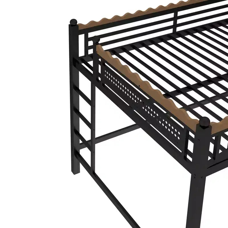Bellemave Loft Bed with Storage Stairs, Metal Loft Beds Frame with Storage Shelves and Bookshelf for Bedroom, Guest and Dorms, Black
