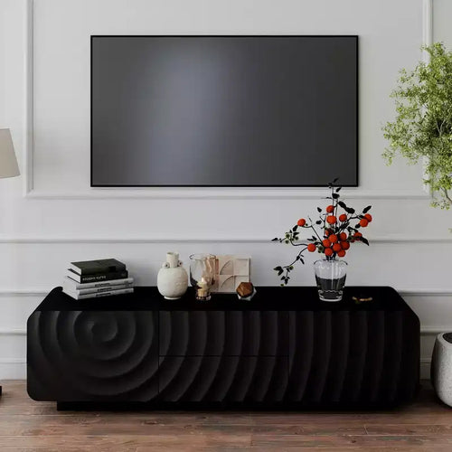 GDFStudio Deidre 58-Inch Modern TV Stand with Spiral Wave Design and Storage