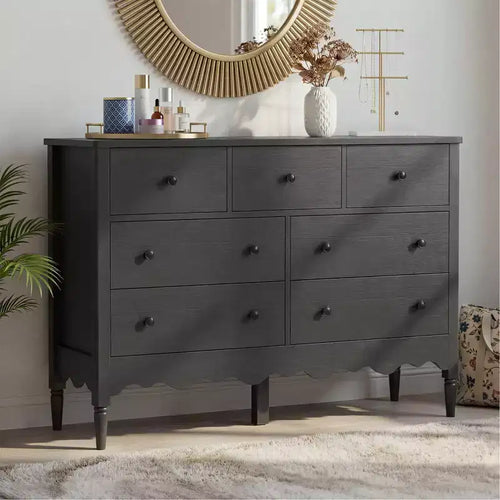 Besiost 47 Wide Wood 7 Drawers Cabinet for Badroom, Farmhouse Closet Dresser