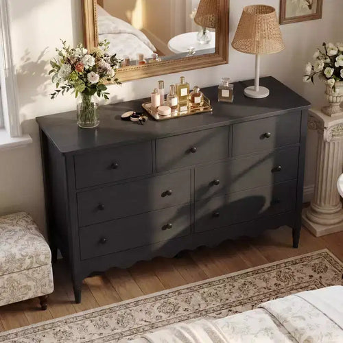 Besiost 47 Wide Wood 7 Drawers Cabinet for Badroom, Farmhouse Closet Dresser
