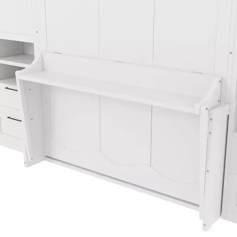 Luxystar Queen Modern Murphy Bed with 2 Wardrobe, 4 Drawers and Shelves