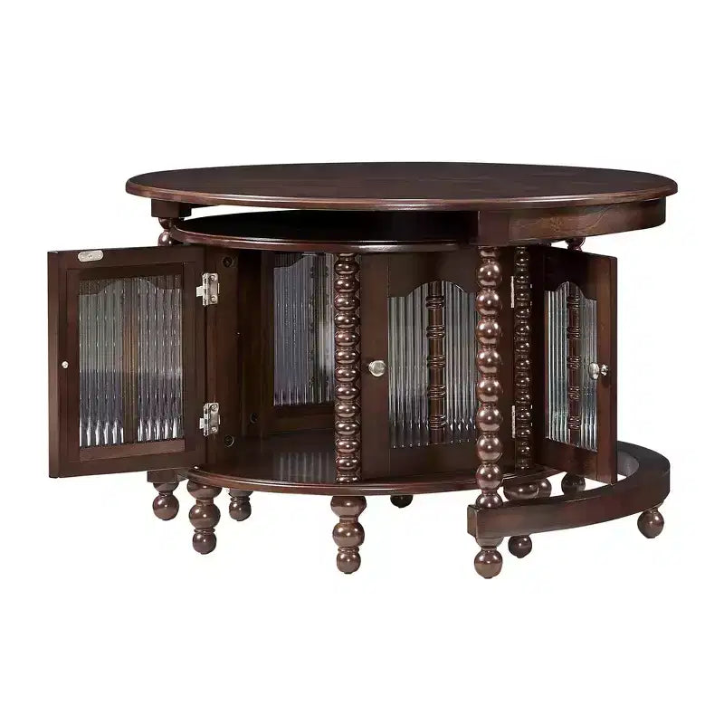 Whisen 2-Piece Nesting Coffee Table Set with Drawer, Fluted Design, Two-Tone Finish, Space-Saving Modern Accent Tables