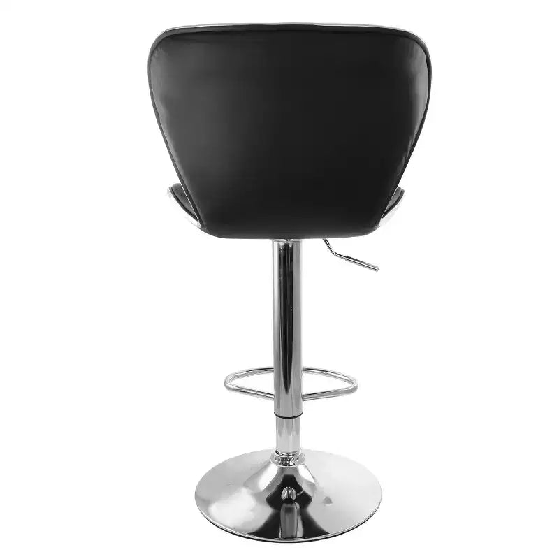 Elama 2 Piece Tufted Faux Leather Adjustable Bar Stool in Black with Chrome Trim and Base