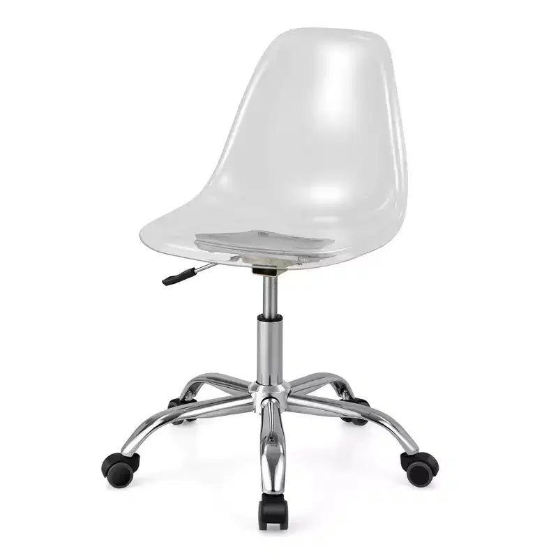 Costway Rolling Acrylic Armless Office Chair Swivel Vanity Chair Adjustable Height